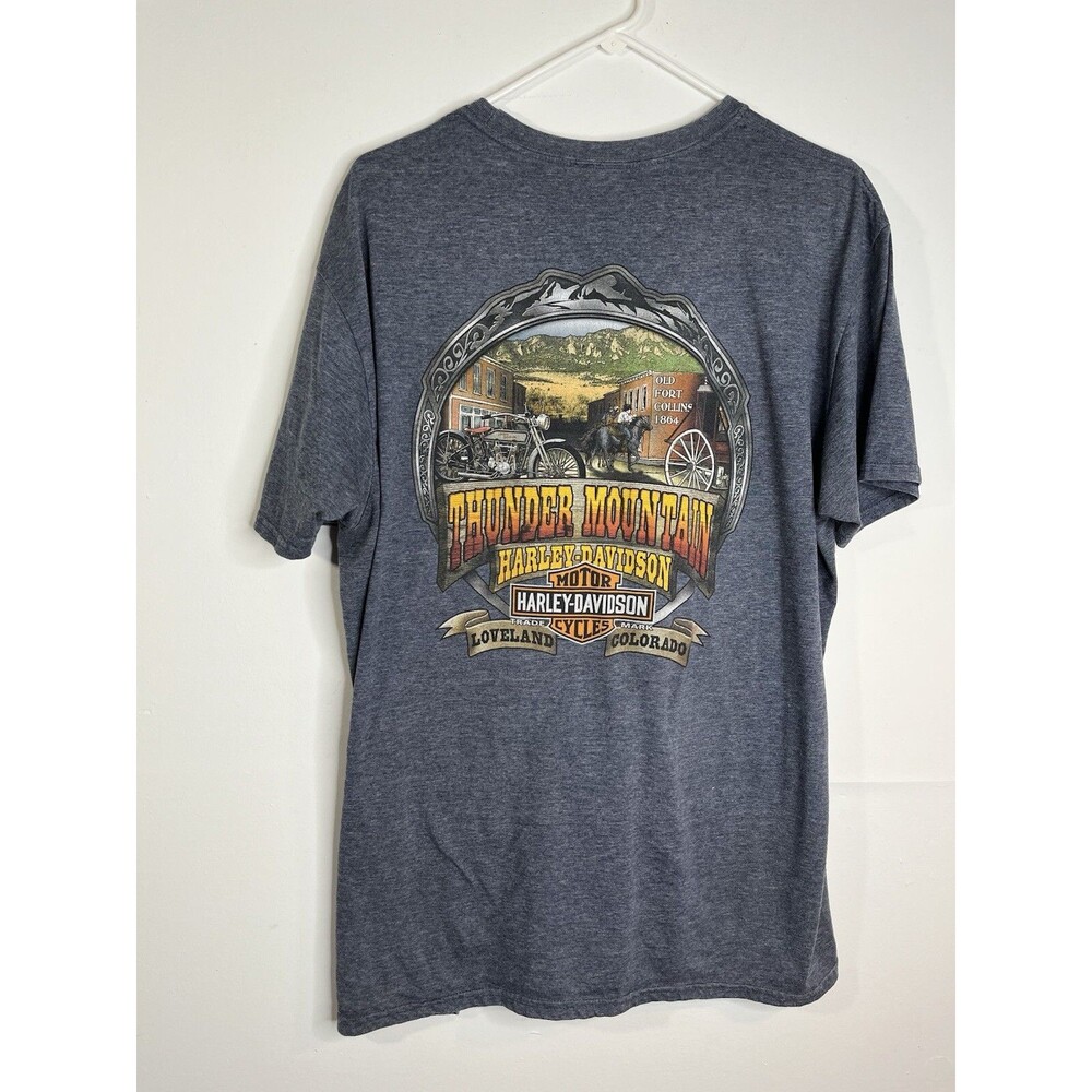 Harley Davidson Thunder Mountain Loveland Colorado Black Shirt Men's XL